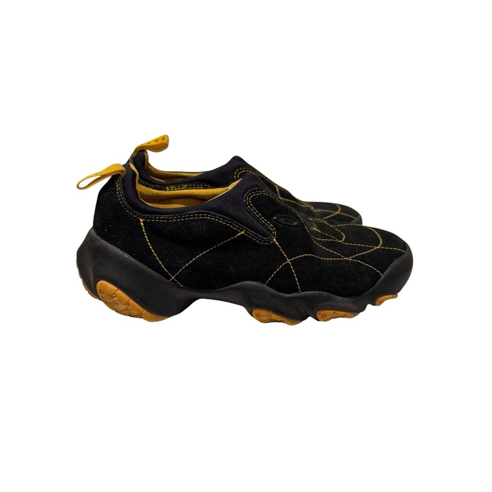 Vintage Oakley Flesh Slip On Comfort Casual Hiking Shoes Black Yellow Size 6.5